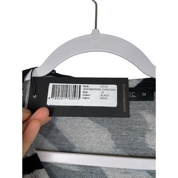 Elsewhere Sherbrooke Cardigan Gray Black Drawstring Asymmetric Lagenlook - Picture 6 of 10